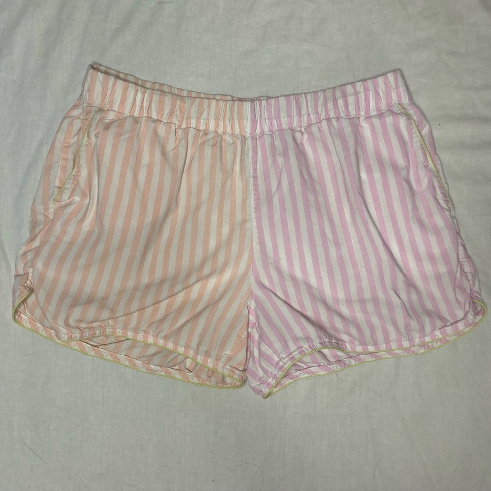 Land’s End Pastel Pink and Peach Striped Pajama Shorts Size Medium